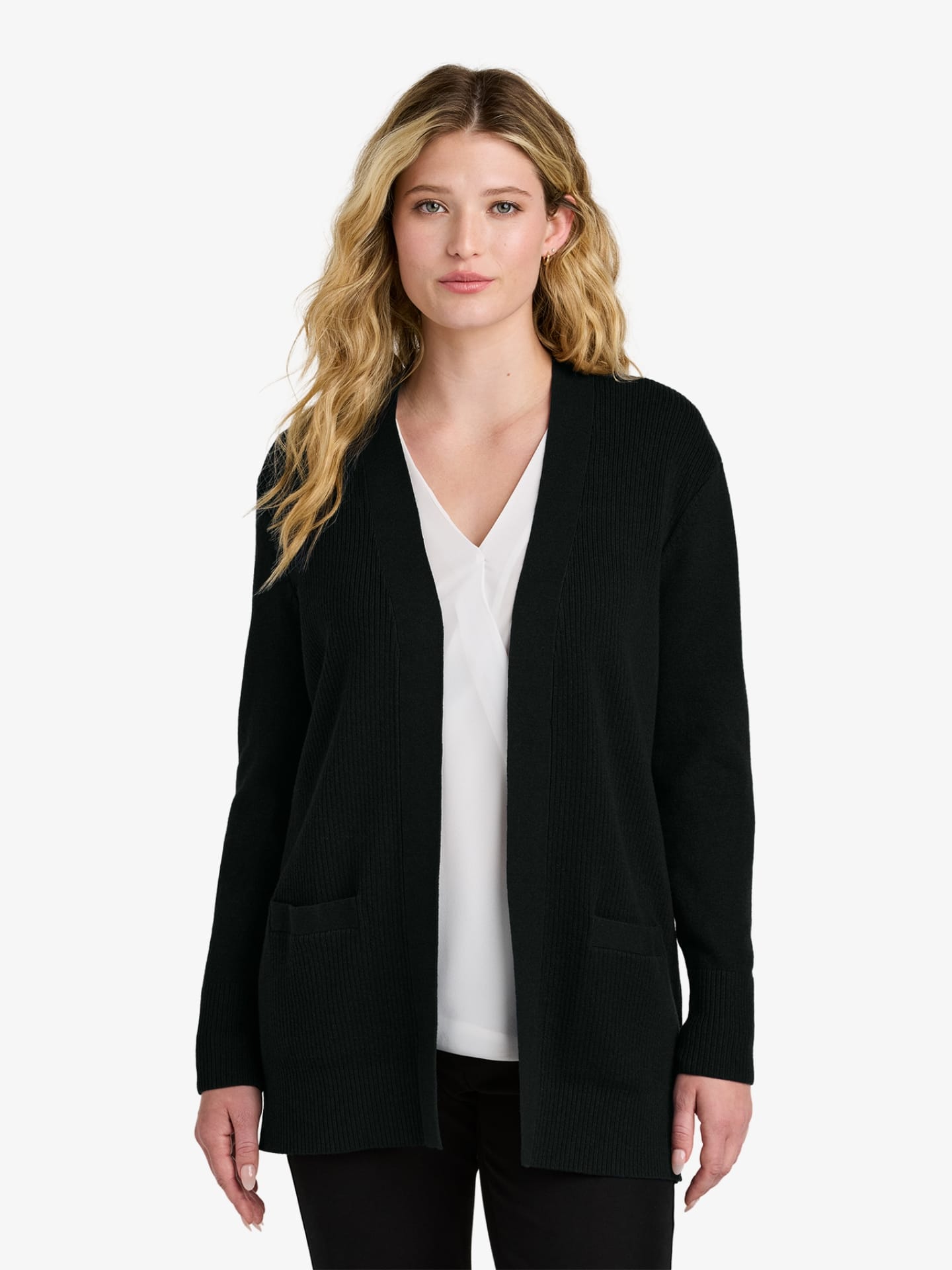 Ladies’ Easy Care Open-Front Cardigan Sweater