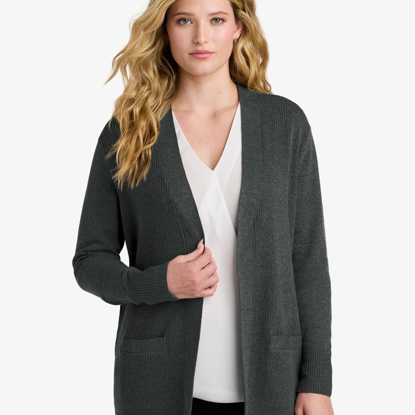 Ladies’ Easy Care Open-Front Cardigan Sweater