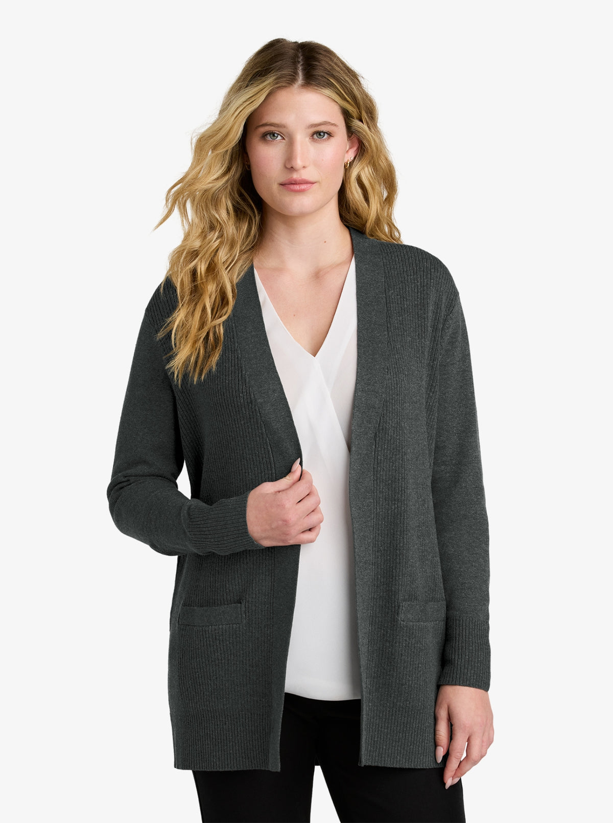 Ladies’ Easy Care Open-Front Cardigan Sweater