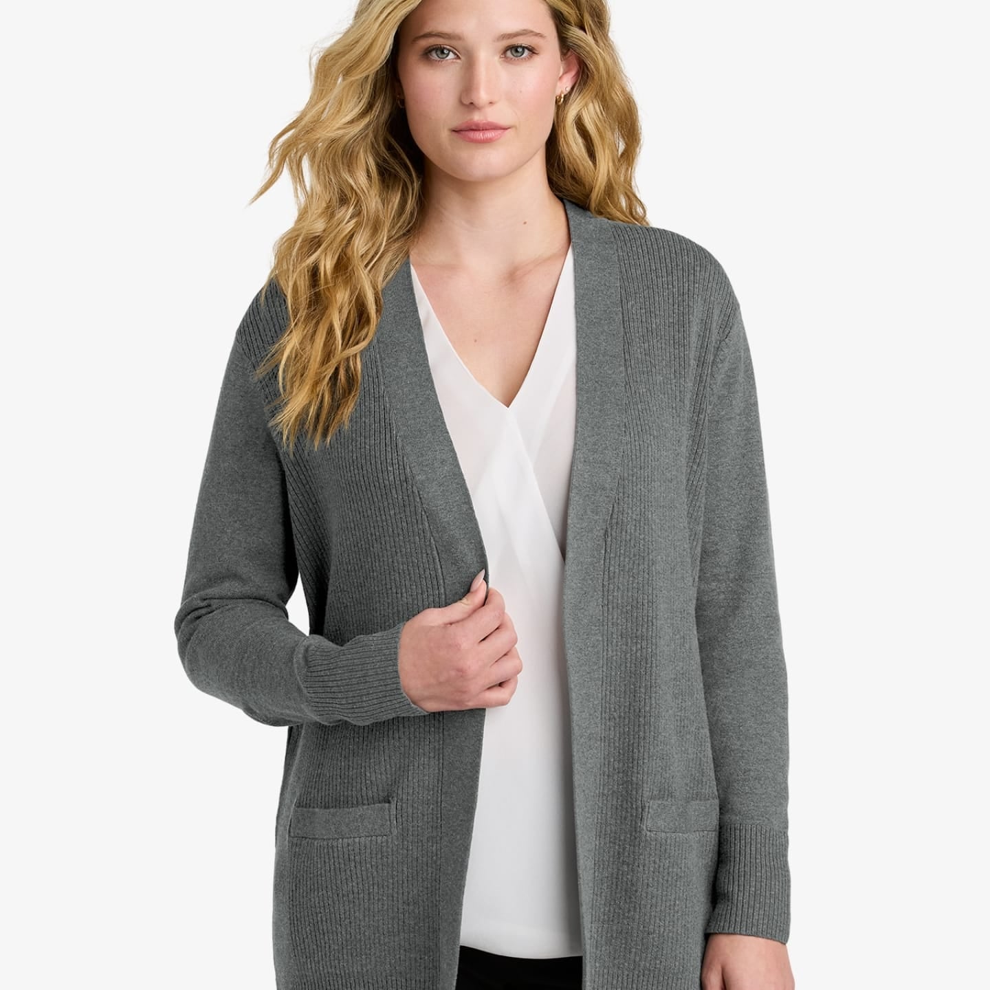 Ladies’ Easy Care Open-Front Cardigan Sweater