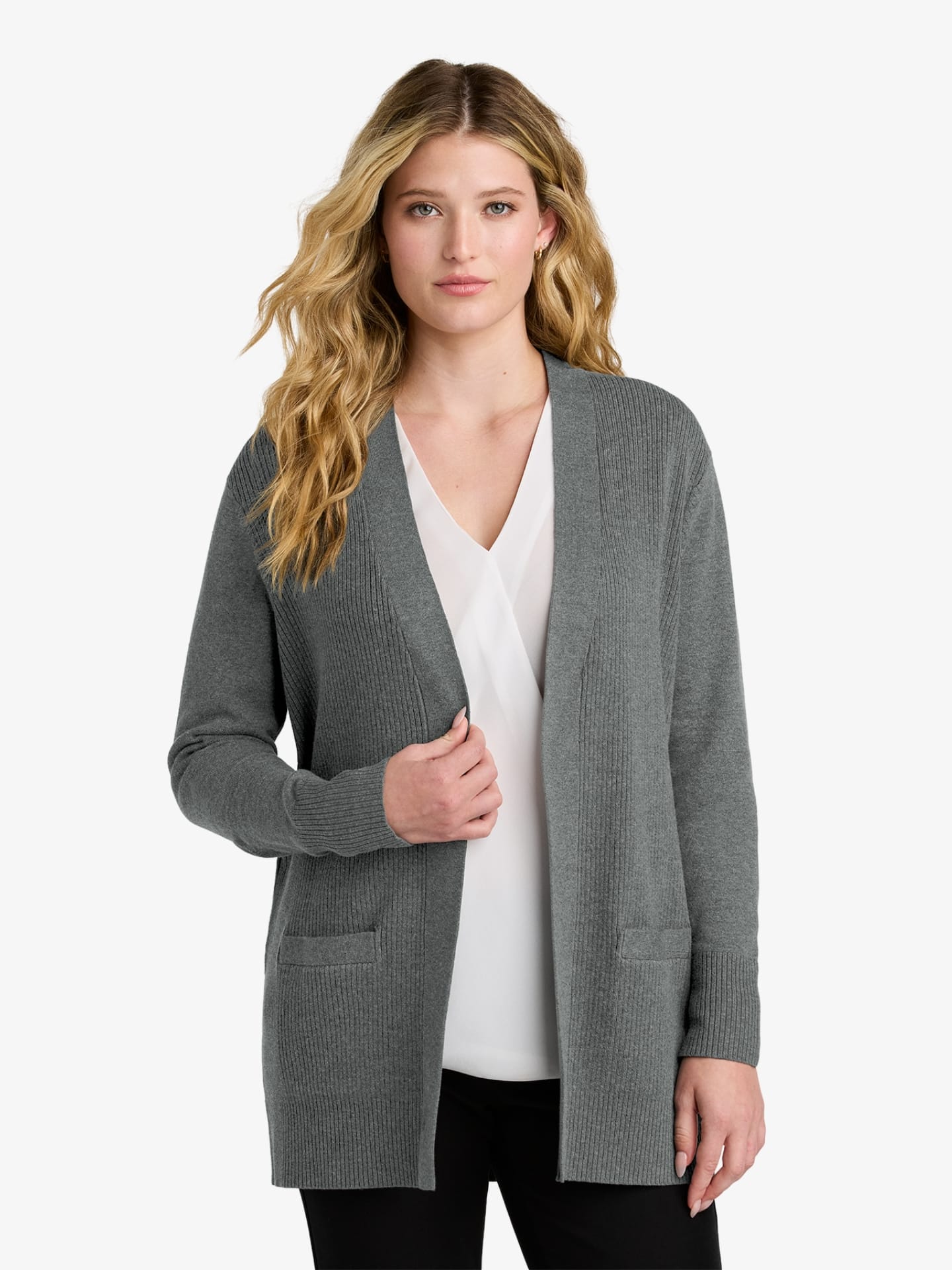 Ladies’ Easy Care Open-Front Cardigan Sweater