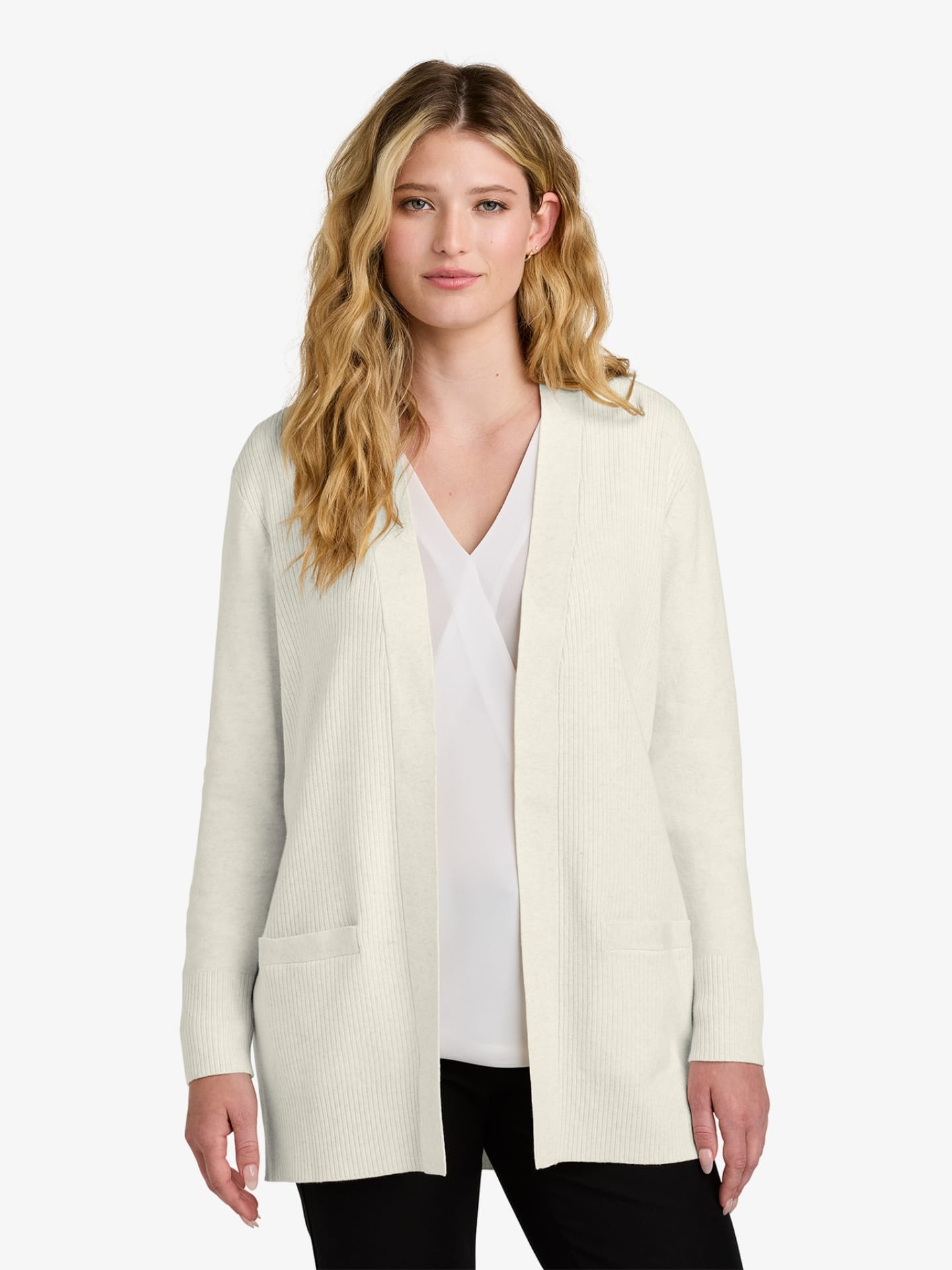 Ladies’ Easy Care Open-Front Cardigan Sweater