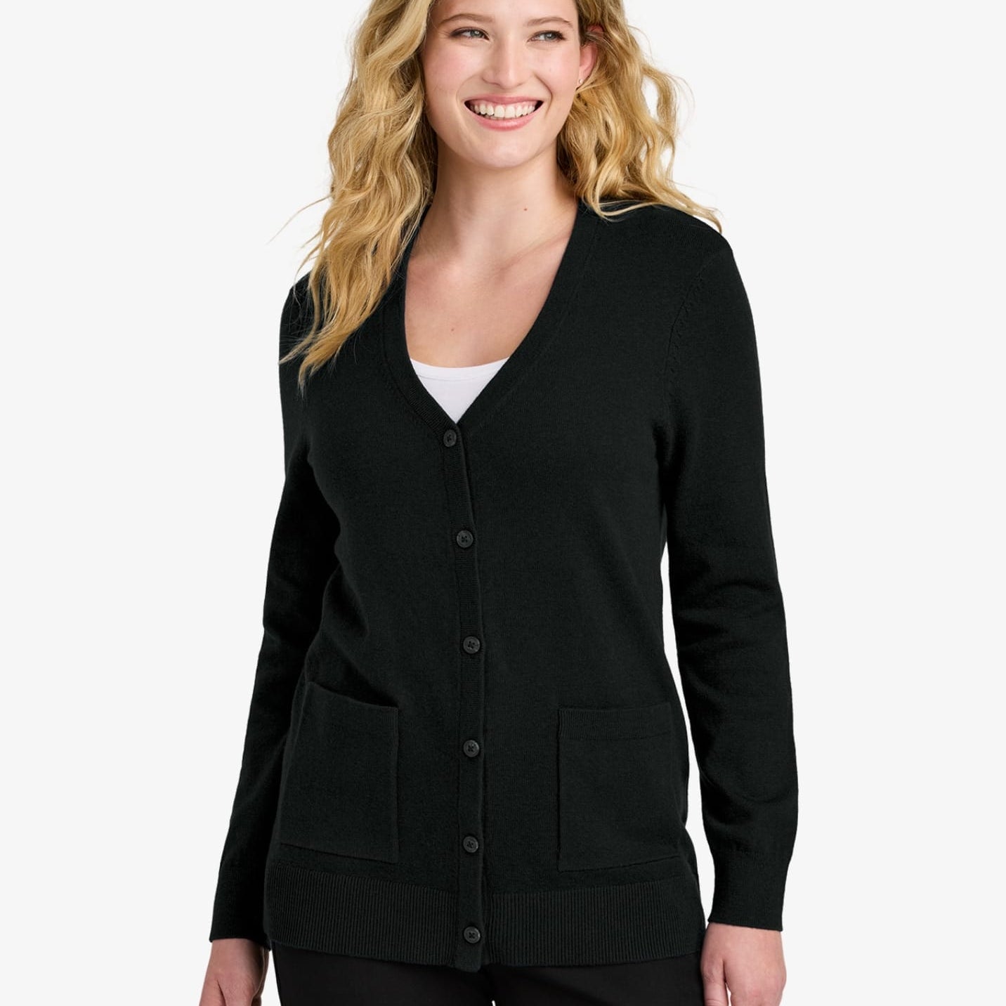 Ladies’ Easy Care Button-Up Cardigan Sweater