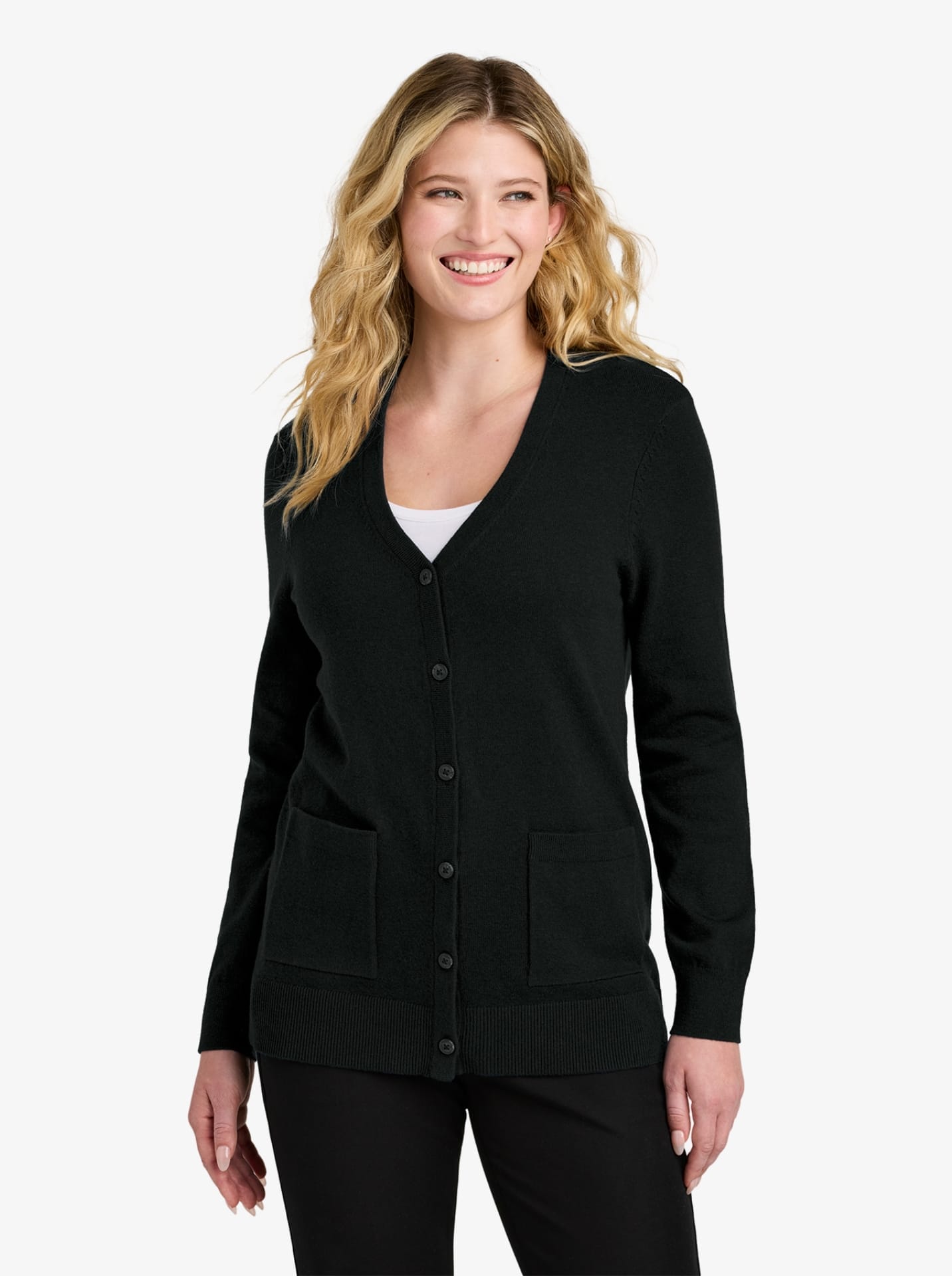 Ladies’ Easy Care Button-Up Cardigan Sweater