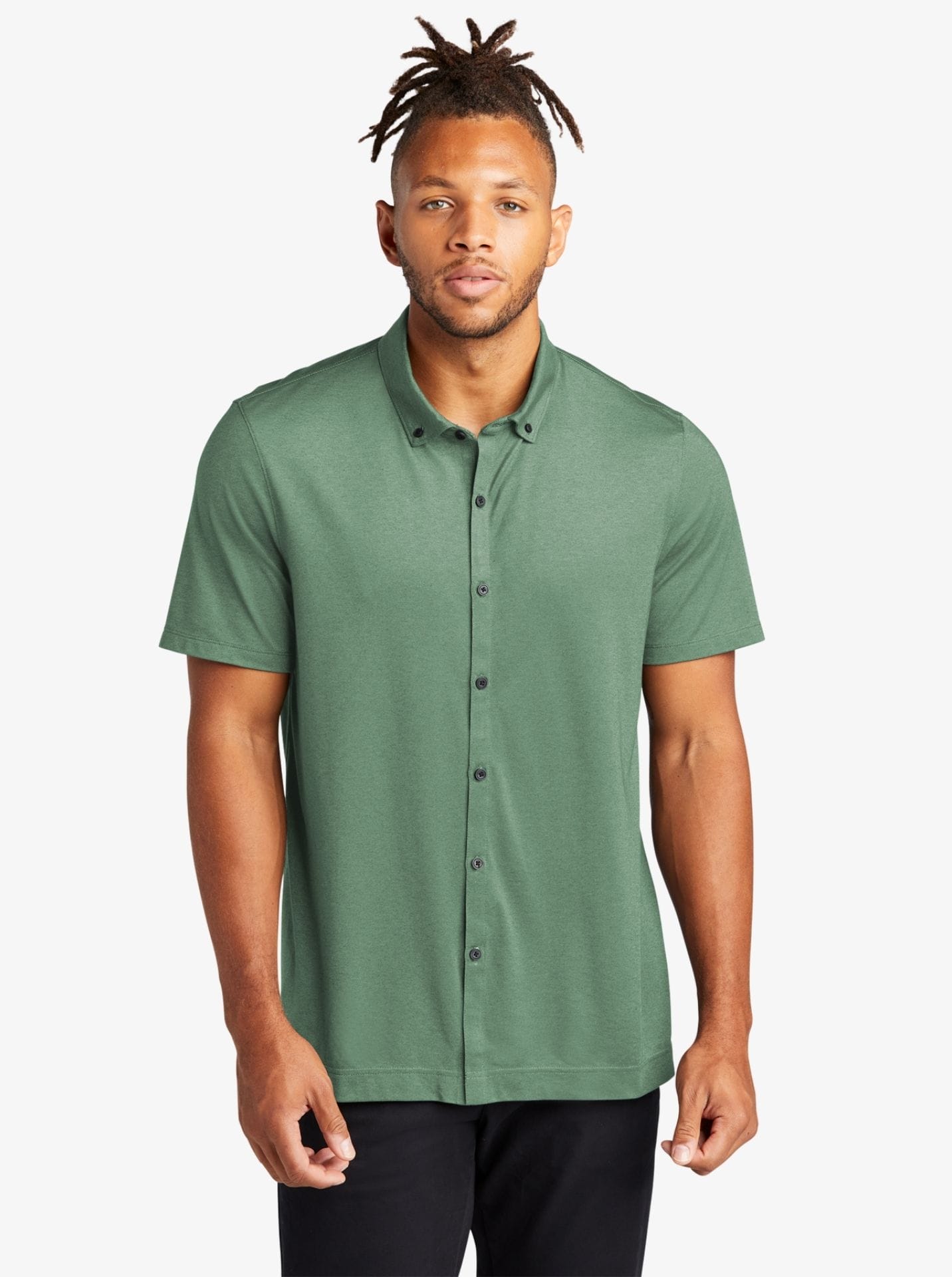 Stretch Pique Full-Button Polo