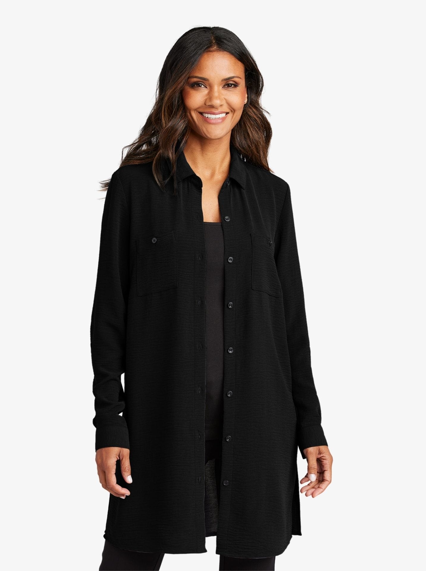 Ladies’ Textured Crepe Long Tunic