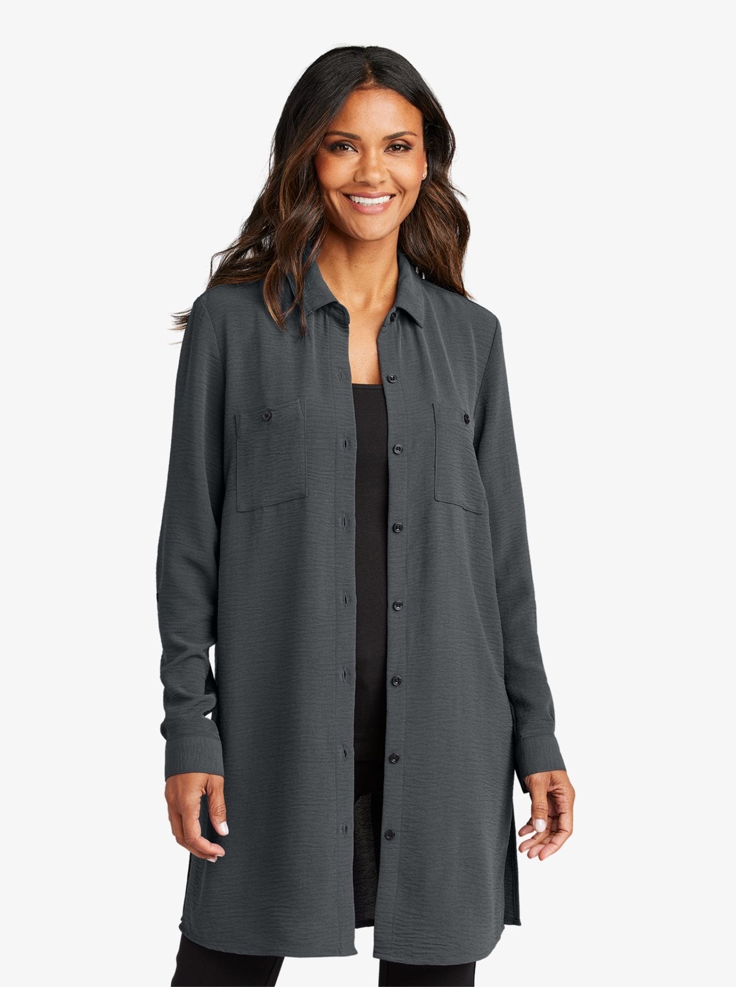 Ladies’ Textured Crepe Long Tunic