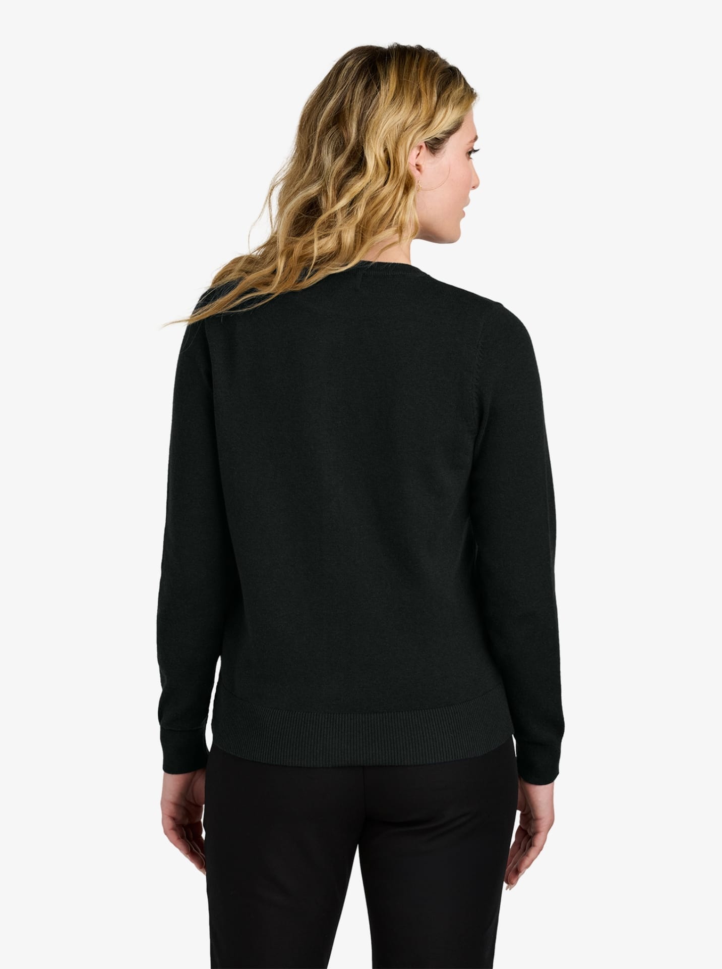 Ladies’ Easy Care Crewneck Cardigan Sweater