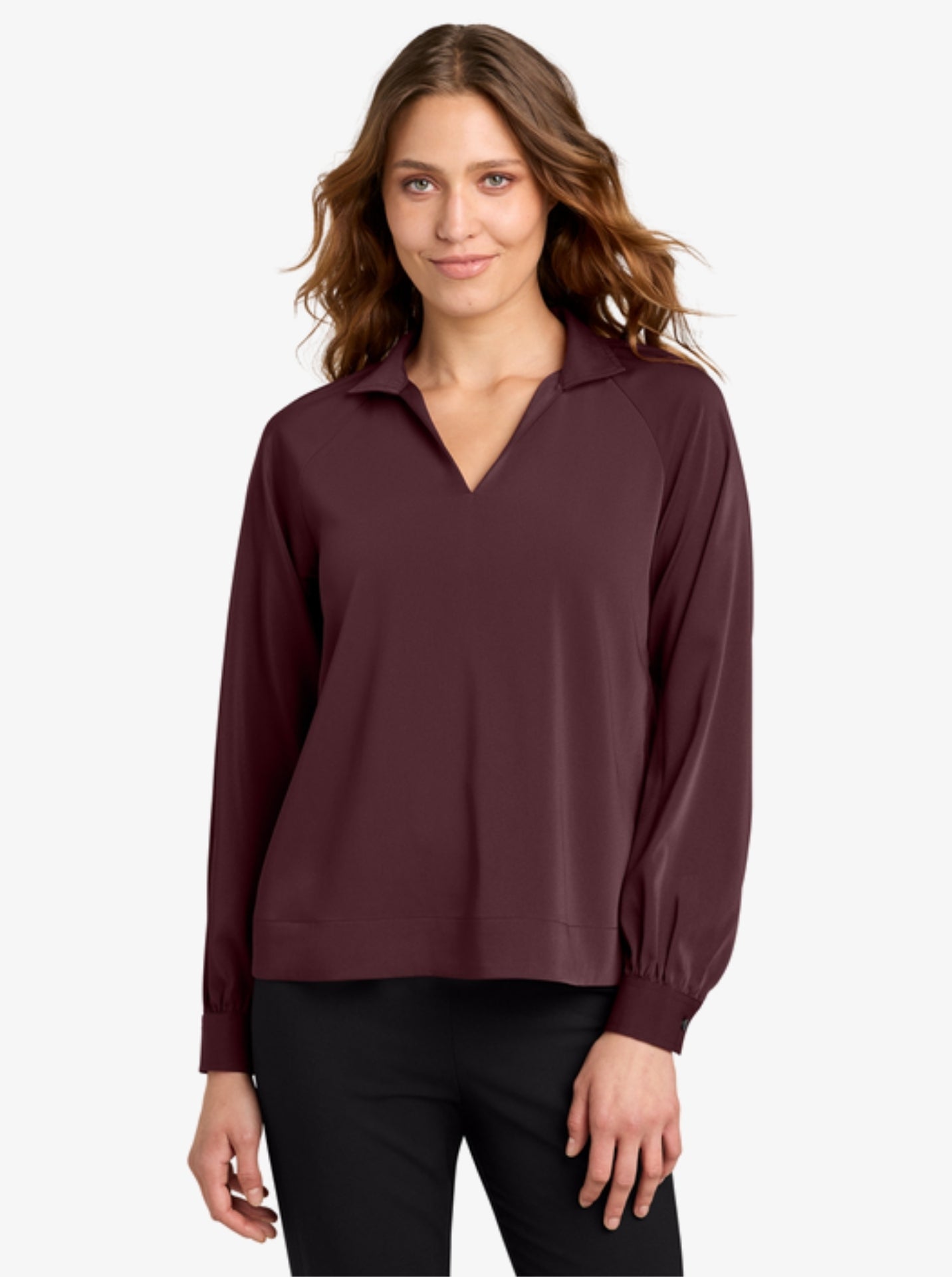 Ladies’ Long Sleeve Buttery Soft Popover Blouse