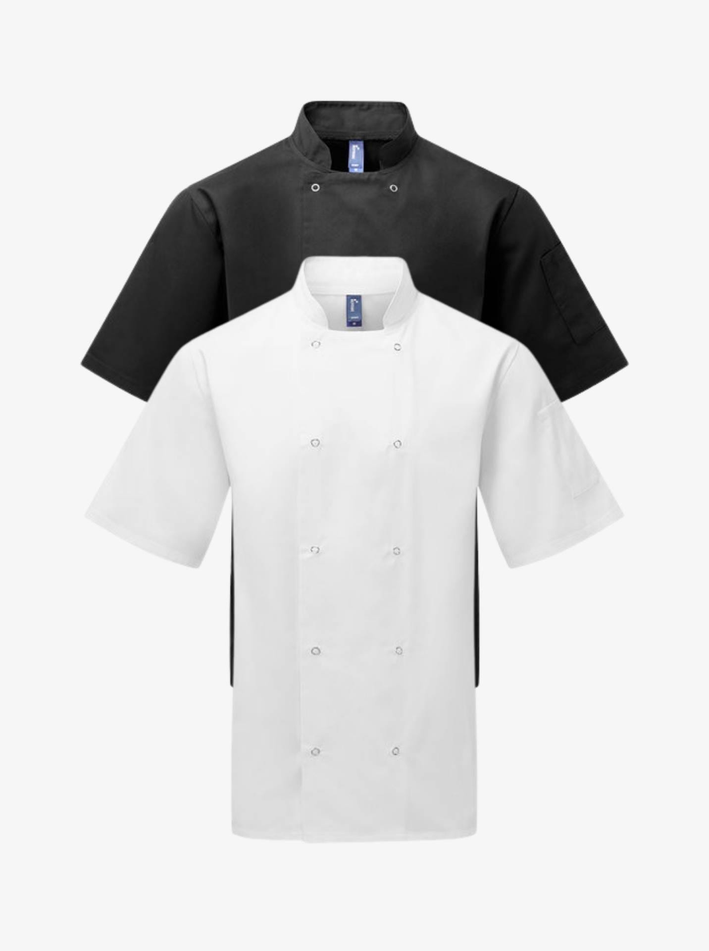 Studded Front Short-Sleeve Chef’s Coat