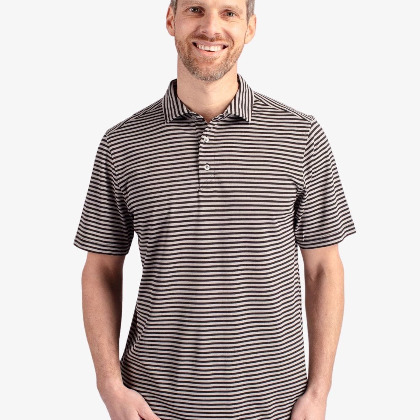 Striped Virtue Eco Pique Polo