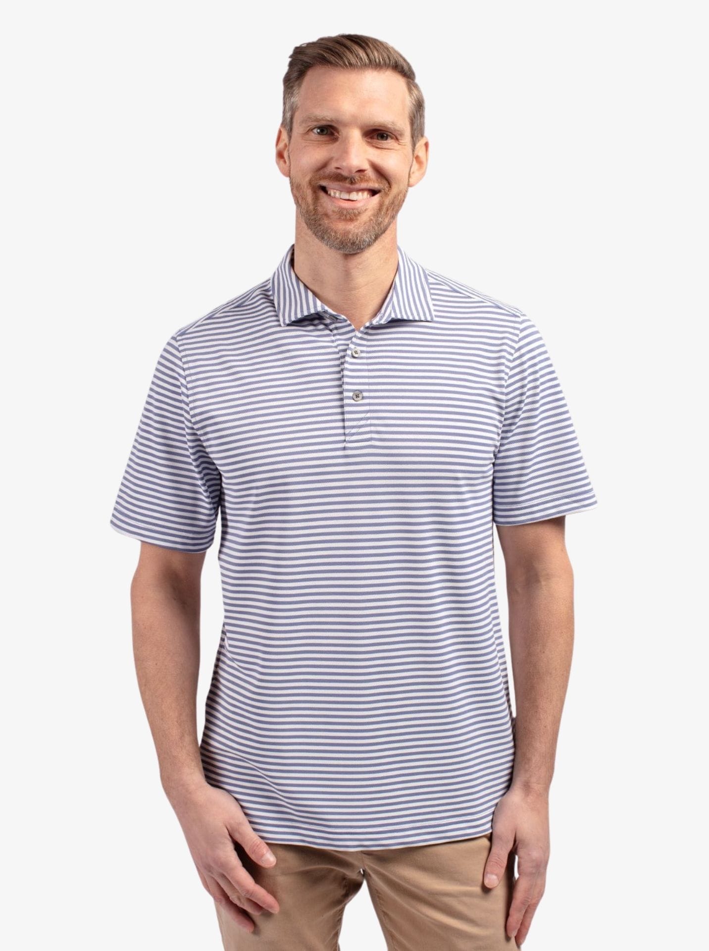Striped Virtue Eco Pique Polo