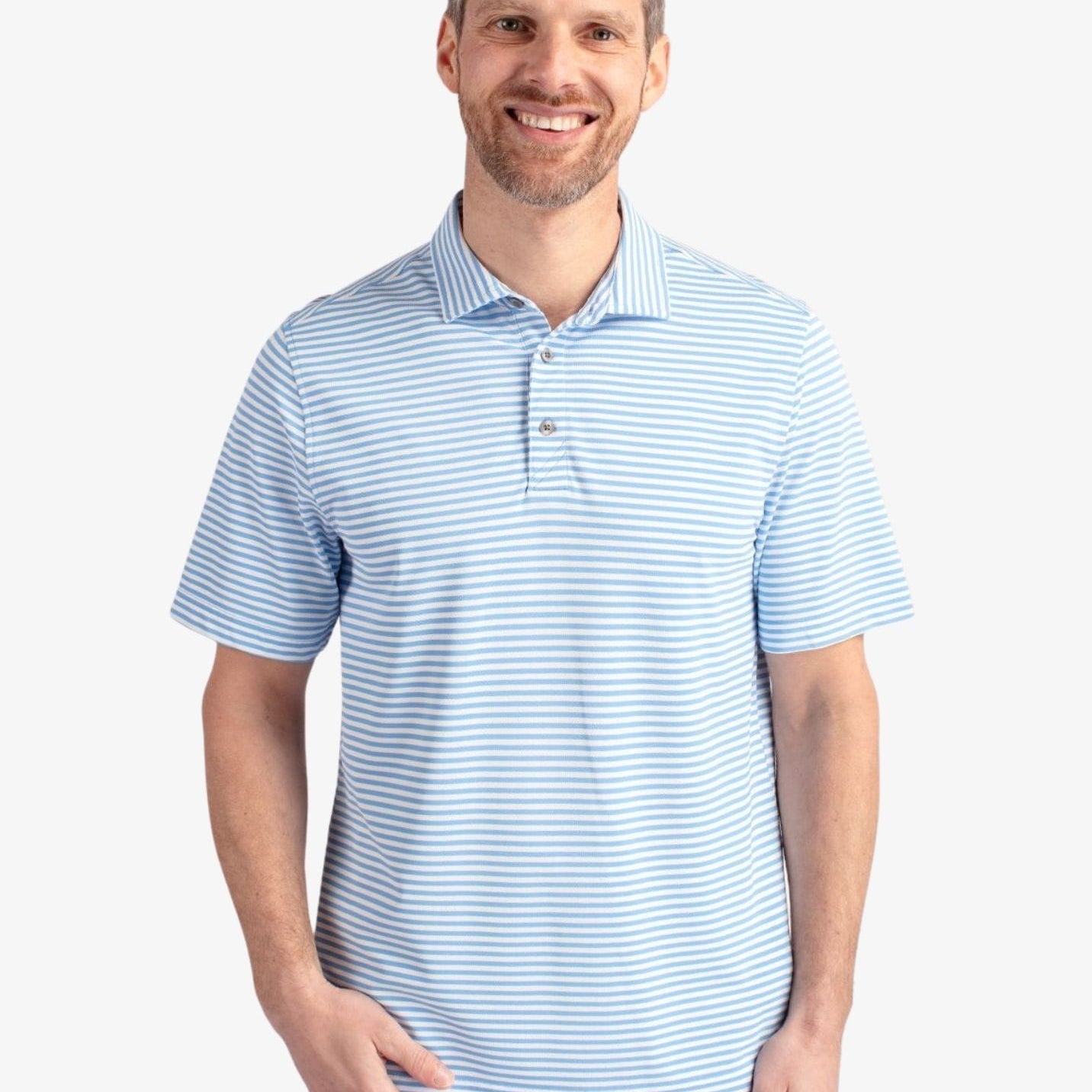 Striped Virtue Eco Pique Polo