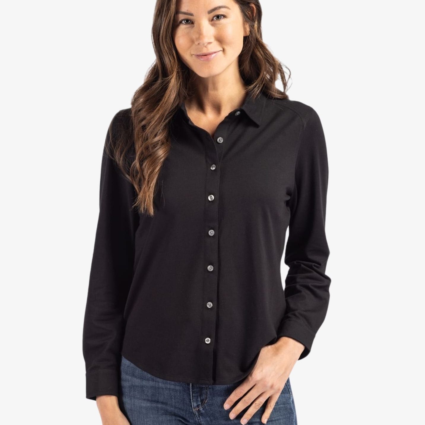 Ladies’ Advantage Tri-Blend Eco Pique Knitted Button Up