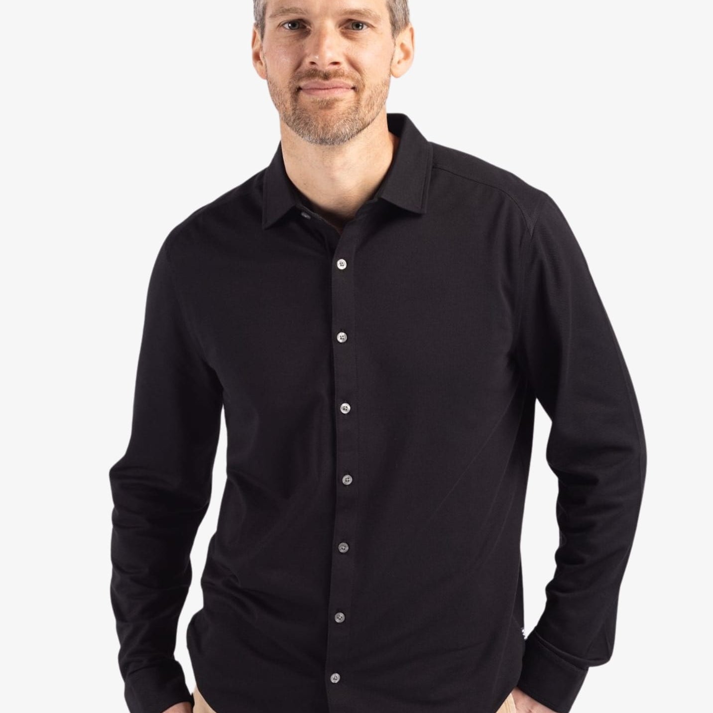 Advantage Tri-Blend Eco Pique Knitted Men's Button Up