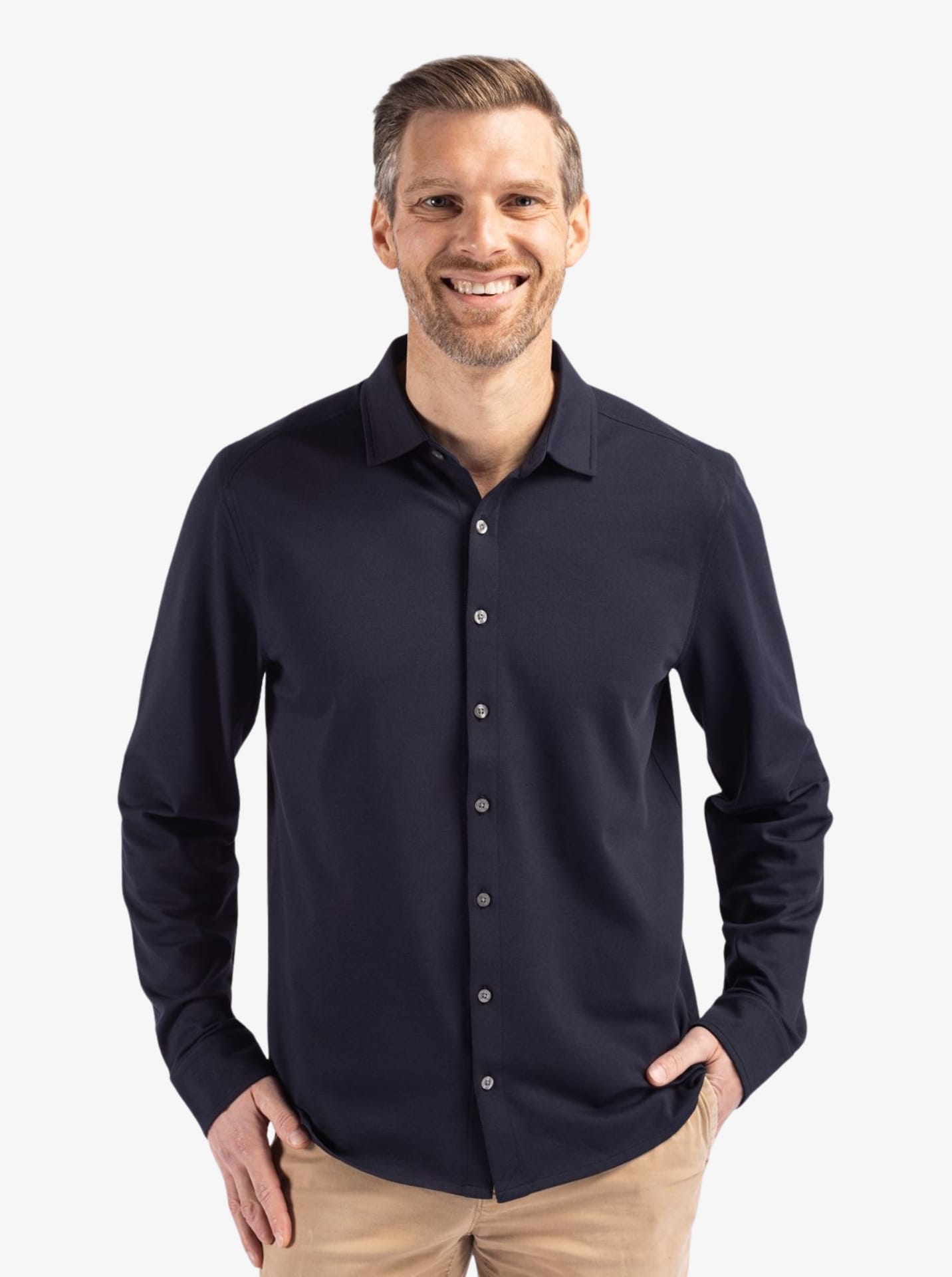 Advantage Tri-Blend Eco Pique Knitted Men's Button Up