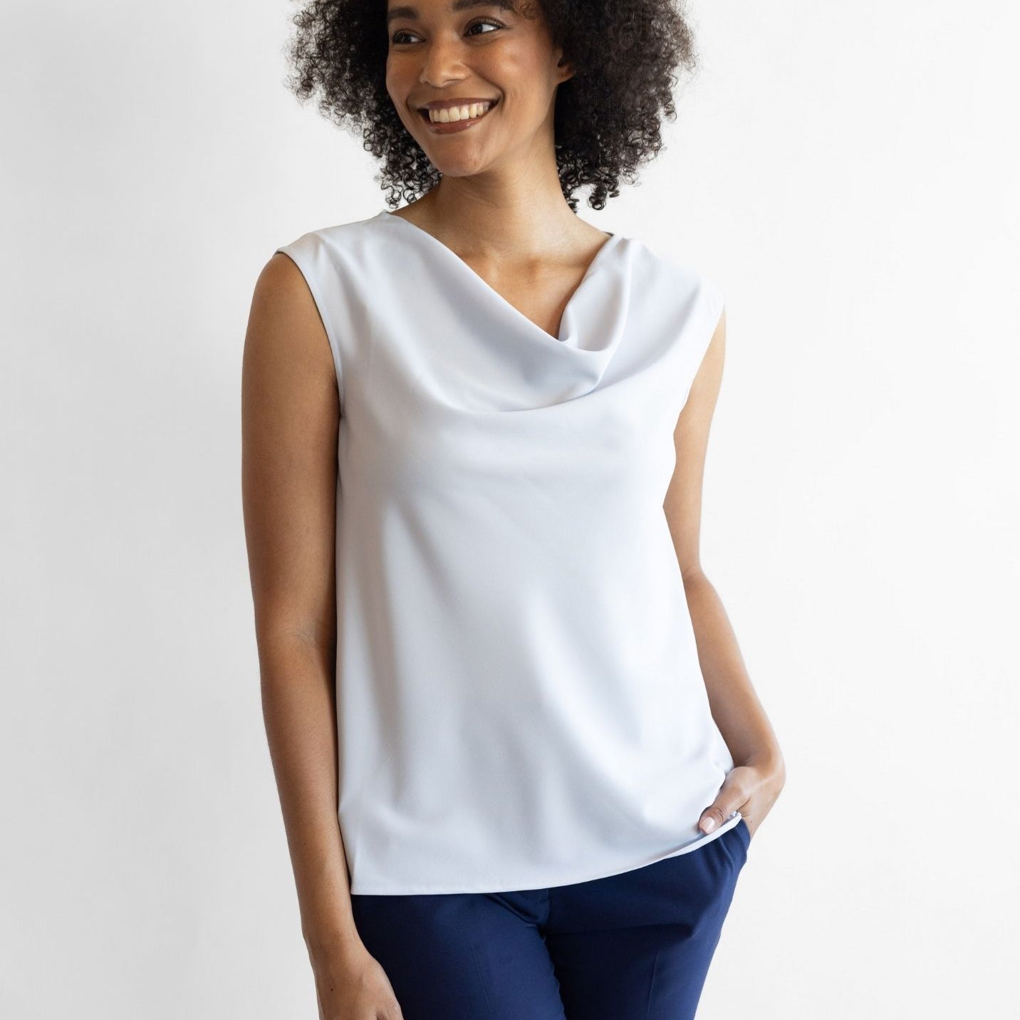 Ladies’ [re]solve Stretch Tailored Cowl  Neck Blouse