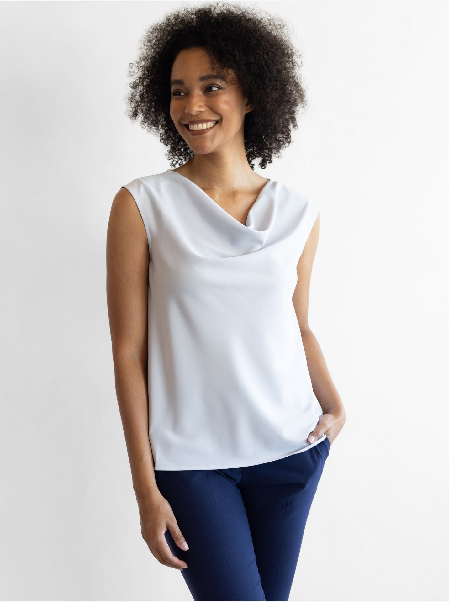Ladies’ [re]solve Stretch Tailored Cowl  Neck Blouse