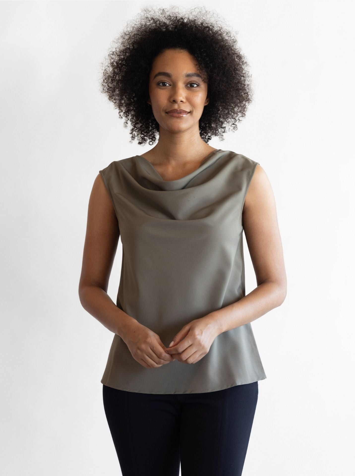 Ladies’ [re]solve Stretch Tailored Cowl  Neck Blouse