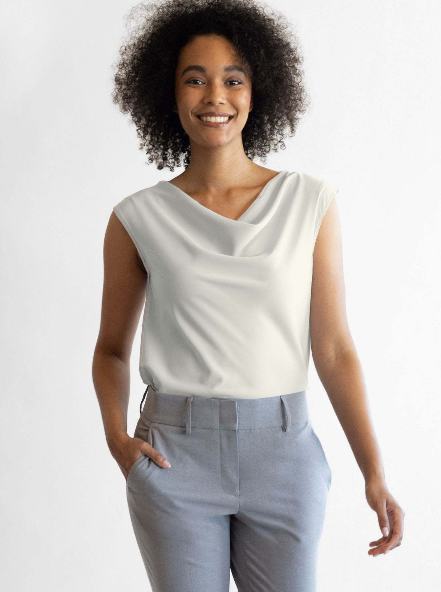 Ladies’ [re]solve Stretch Tailored Cowl  Neck Blouse