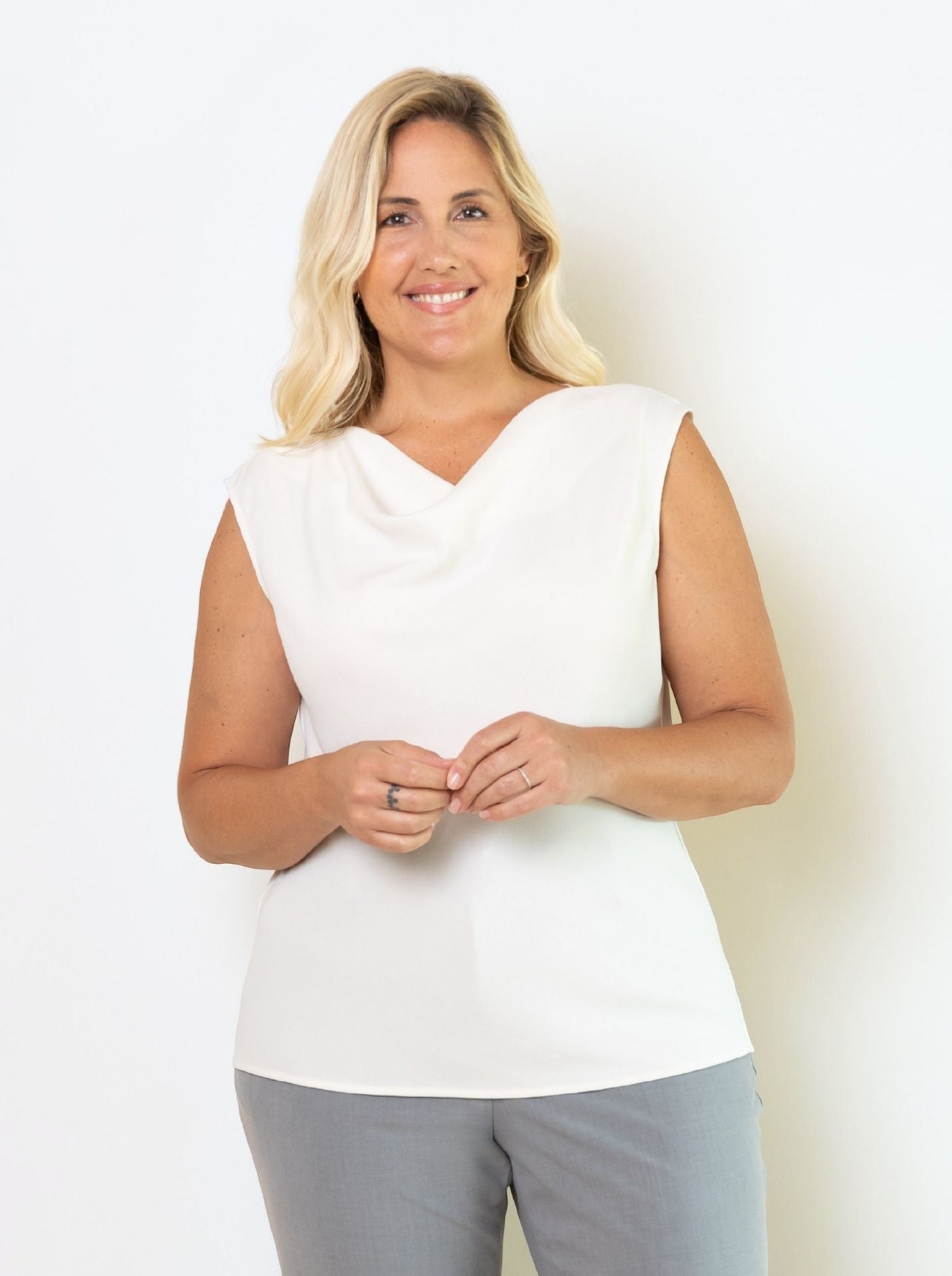 Ladies’ [re]solve Stretch Tailored Cowl  Neck Blouse