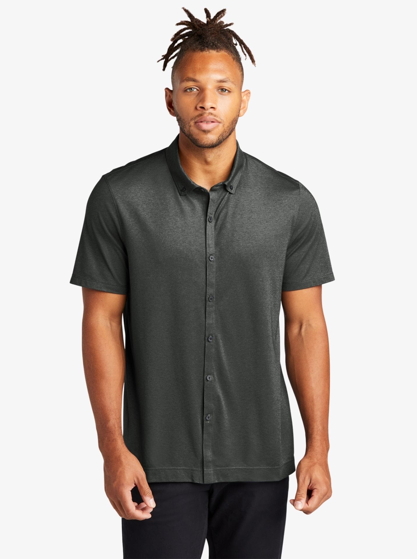 Stretch Pique Full-Button Polo