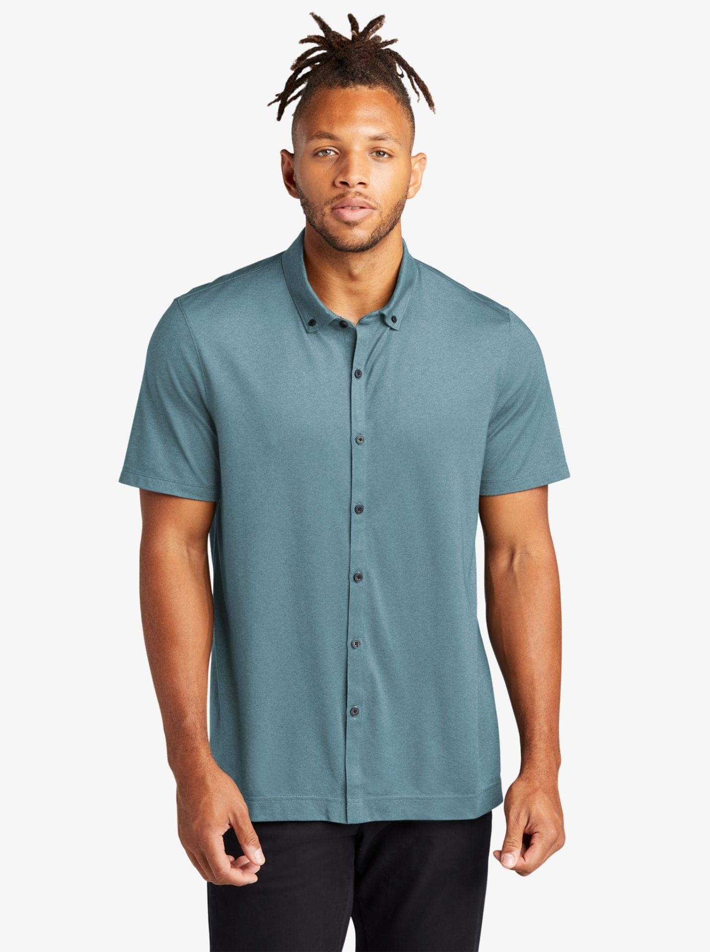 Stretch Pique Full-Button Polo